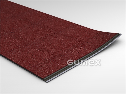 Podlahovina GRABO STOP 20JSK, tloušťka 2mm, šíře 2000mm, desén hrubý povrch, PVC, samozhášivá (EN 45545-2), vínově červená